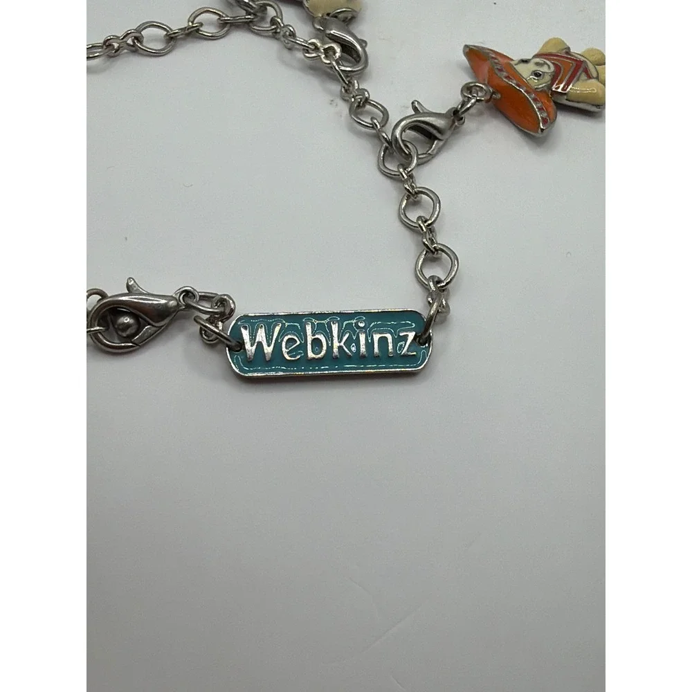 Webkinz Charm Bracelet Kids Silver Enamel Chihuahua Poncho Ms Birdy Duckling